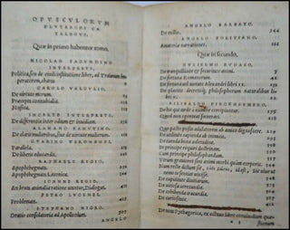 Plutarch, Lucius Mestrius. (ca. 46 - 120 AD) Plutarchi Chaeronei, Philosophi, Historici Que Clarrissimi Opuscula Moralia