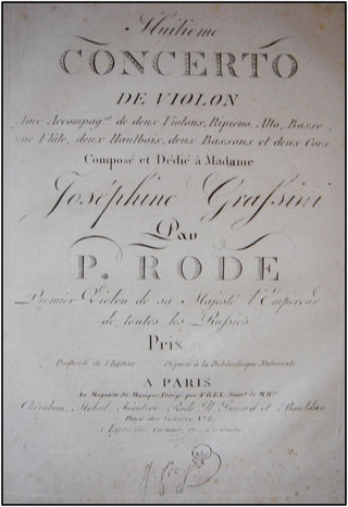 Rode, Pierre. (1774-1830) Complete Violin Concerti, Solo and Instrumental Parts.