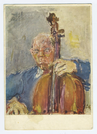 [Casals, Pablo. (1876–1973)] Kokoschka, Oskar. (1886–1980) Autograph Letter on verso of a postcard reproducing his portrait of Pablo Casals