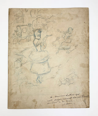 Willette, Adolphe. (1857–1926) Original Sketch with Autograph Inscription