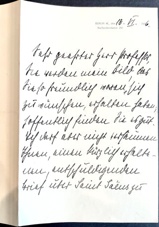 [Beethoven, Ludwig van. (1770–1827)] Joachim, Joseph. (1831–1907) Group of Signed Letters about the 1905 and 1907 Kammermusikfesten at the Beethovenhaus Bonn