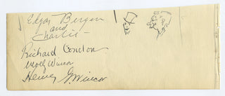 Bergen, Edgar. (1903–1978) & Condon, Richard. (1915–1996) Autograph Signature with Two Drawings