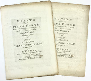 Tours, Jacob. (1760 - 1811) Sonate Pour le Piano Forte (...) Avec l'Accompagnement d'un Violon. Oeuvre XIII.