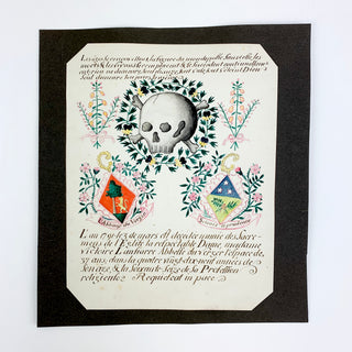 [Memento Mori] [Death Notice] [Victoire Lansiarre (1692–1791)] 18th Century Hand-Painted Death Notice