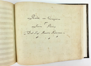 [Sammelband] [Music Iconography] Italian collection of International Piano music in Manuscript Copy ca. 1800, with Unusual Engravings