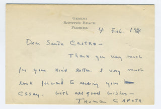 Capote, Truman. (1924–1984) Archive of Letters to his Spanish Translator, including one about "In Cold Blood"