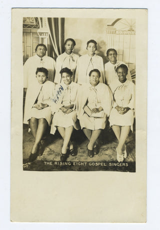 [African Americana] "The Rising Eight Gospel Singers" Inscribed Postcard Photograph