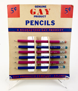 [Advertising] "A Guaranteed Gay Product" – 1950s Pencil Display