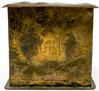 [Landscape Box] Apollo Studios.  Brass Humidor Cigar Box, ca. 1910-20