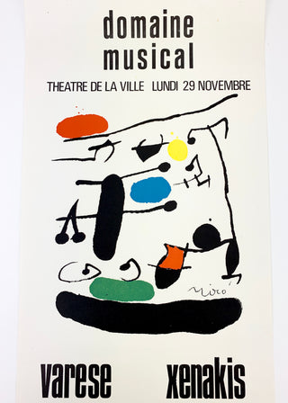 [Varèse, Edgard. (1883–1965) & Xenakis, Iannis. (1922–2001)] Miró, Joan. (1893–1983)  Original 1971 Domaine Musical Lithograph Poster