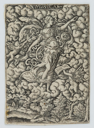 [Music Iconography] Solis, Virgilius. (1514–1562) "Allegory of Music" – 16th Century Engraving