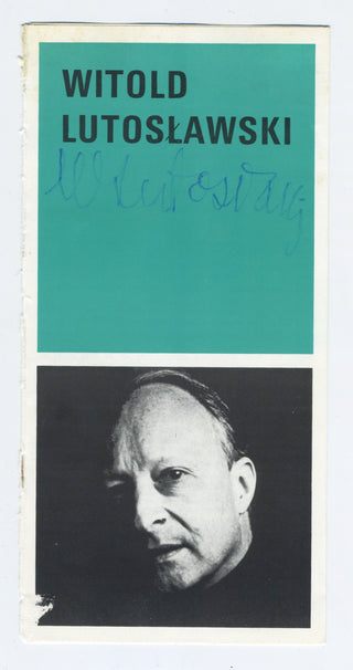 Lutoslawski, Witold. (1913–1994) Signed Pamphlet