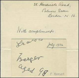 Berger, Francesco. (1834 - 1933) Autograph Signature