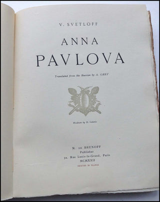 [Dance] [Pavlova, Anna. (1881-1931)] Svétlov [Svétlow], V[alerien].  Anna Pavlova - SIGNED BY PAVLOVA