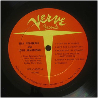 Armstrong, Louis. (1901–1971) Signed LP, "Ella and Louis."