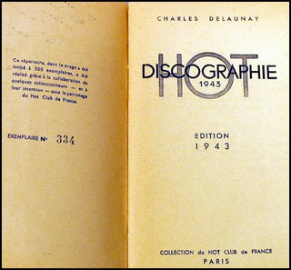 [Hot Club de Paris] Delaunay, Charles. (1911–1988) Hot Discographie, Signed.