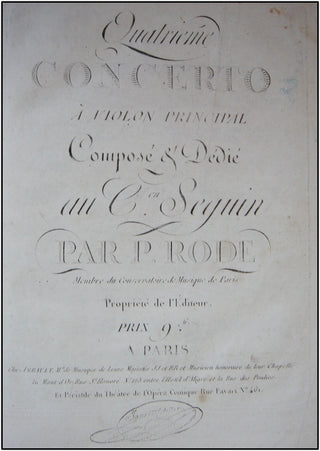 Rode, Pierre. (1774-1830) Complete Violin Concerti, Solo and Instrumental Parts.