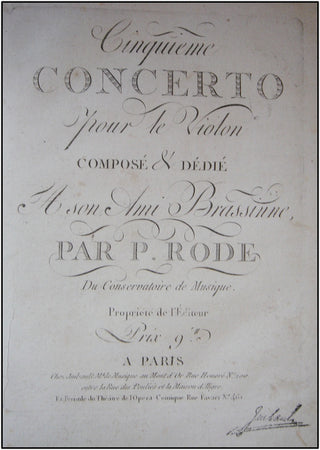 Rode, Pierre. (1774-1830) Complete Violin Concerti, Solo and Instrumental Parts.