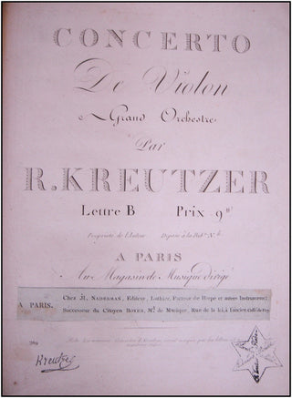 Kreutzer, Rodolphe. (1766-1831)  Six First Edition Violin Concerti, bound together with an Autograph Manuscript Cadenza