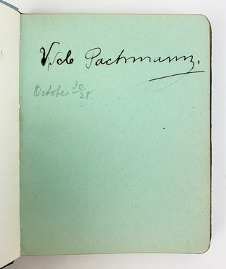 [Autograph Album] Friedman, Ignaz. (1882–1948) & de Pachmann, Vladimir. (1848–1933) & Kreisler, Fritz. (1875–1962) & Beecham, Thomas. (1879–1961) & Elman, Mischa. (1891–1967) & Kahn, Percy B. (1880–1966) & Moiseiwitsch, Benno. (1890–1963) & Dorfmann, Ania