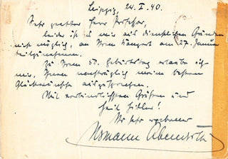 Abendroth, Hermann. (1883–1956) [Von Reuter, Florizel. (1890–1985)] Autograph Letter with "Heil Hitler" to Florizel von Reuter