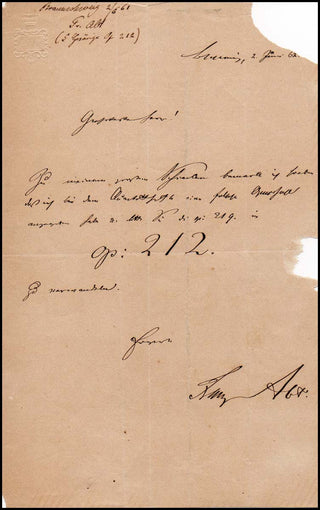 Abt, Franz. (1819-1885) Autograph Letter and Photograph