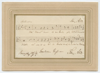 Abt, Franz. (1819-1885) "Am Abend, bevor ich zur Ruhe geh" - Autograph Musical Quotation