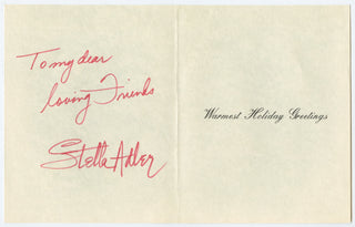 Adler, Stella. (1901–1992) Signed Holiday Card and Dinner Invitation