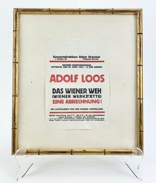 Loos, Adolf. (1870–1956) Das Wiener Weh - 1927 Handbill