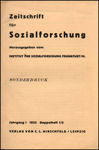 Adorno, Theodor W. (1903-1969)  "Zur gesellschaftlichen Lage der Musik "- SIGNED