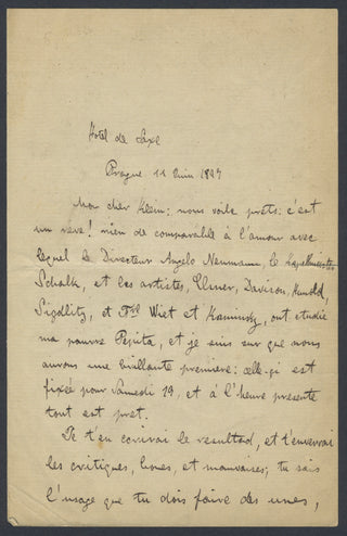 Albeniz, Isaac. (1860–1909) [Klein, Herman. (1856–1934)] Rare Autograph Letter about "Pepita Jiménez"