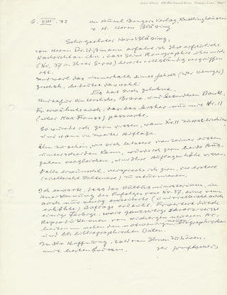 Albers, Josef. (1888–1976) Autograph Letter