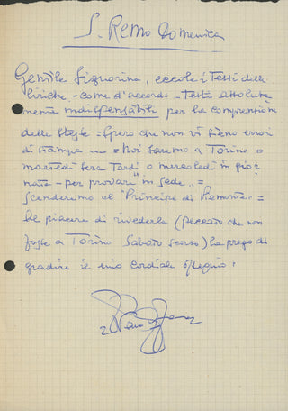 Alfano, Franco. (1875–1954) Collection of Letters Regarding an Invitation to Speak at the Associazione Culturale Italiana