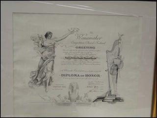 [American Composers] Sousa, John Philip. (1854-1932) & Chadwick, George W. (1854-1931) &  Parker, Horatio. (1863-1919) & Foote, Arthur. (1853 - 1937) & Browne, John Lewis. (1864 - 1933) Signed Wanamaker Festival Diploma of  Honor