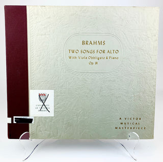 Anderson, Marian. (1897-1993) [Primrose, William. (1904-1982)] Signed Recording of Brahms' Two Songs for Alto with Viola Obbligato & Piano, Op. 91