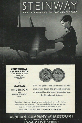 Anderson, Marian. (1897–1993)  Rupp, Franz. (1901–1992) Program and Signed Autograph Booklet