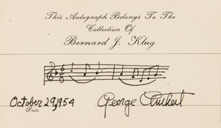 Antheil, George. (1900-1959) Autograph Musical Quotation Signed