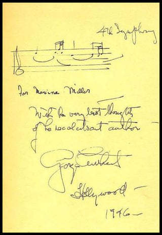 Antheil, George. (1900-1959) Bad Boy of Music - Signed and Inscribed with Autograph Musical Quotation