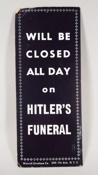 [Holocaust] [Hitler, Adolf. (1889 - 1945)] Anti-Hitler World War II-Era Store Sign from New York City