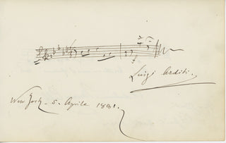 Arditi, Luigi. (1822–1903) & Murio-Celli d'Elpeux, Adelina. (1844–1900) Two Autograph Musical Quotations