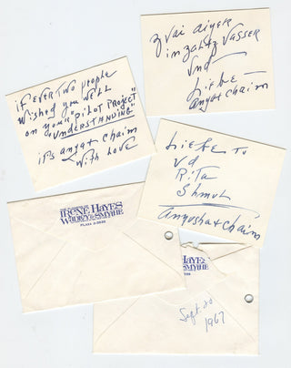 Arlen, Harold. (1905–1986) Three Autograph Notes, signed in Yiddish