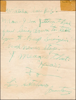 Armstrong, Louis. (1901–1971) "Keep Swingin and never stop" - Autograph Letter