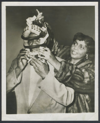 Armstrong, Louis. (1901–1971) Original Photograph Putting on a Catcher's Mask