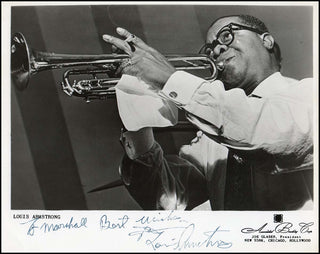 [Jazz & Song] Armstrong, Louis. (1901–1971) Signed Photograph - Playing and Smoking!