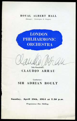 Arrau, Claudio. (1903–1991) Signed Program Page