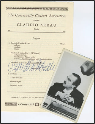 Arrau, Claudio. (1903–1991) Signed Recital Program