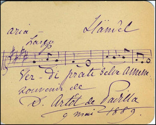 Artôt de Padilla, Désirée. (1835-1907) Autograph Musical Quotation - "Verdi Prati."