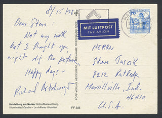 Artschwager, Richard. (1923–2013) Autograph Note on a Postcard