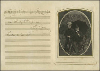 [Violinist] Auer, Leopold. (1845-1930) [Elman, Mischa.  (1891-1967)] Autograph Musical Quotation [Tchaikovsky Violin Cto.] &amp; Photograph with young Elman