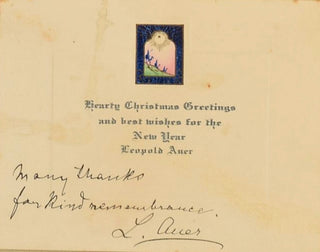 Auer, Leopold. (1845-1930) Signed Christmas Card